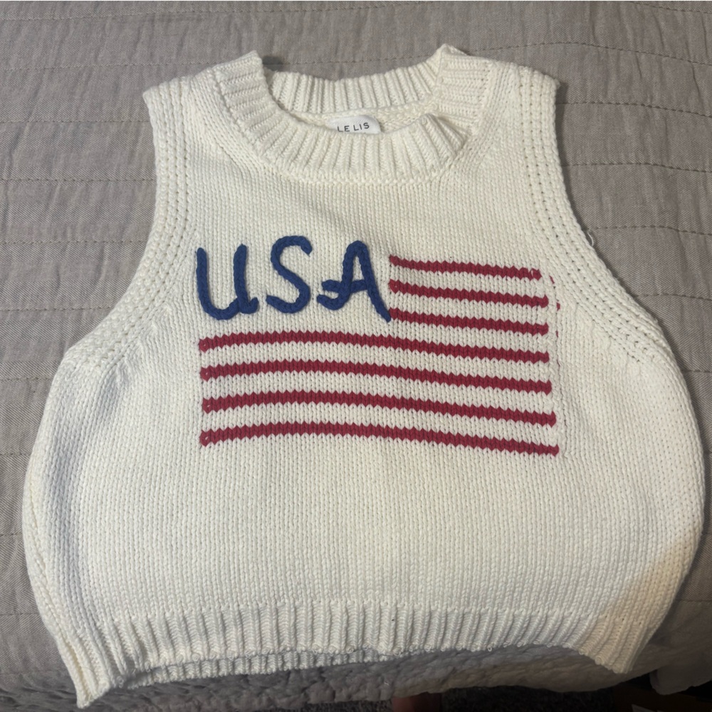 Le Lis White and Red Joggers with USA Design